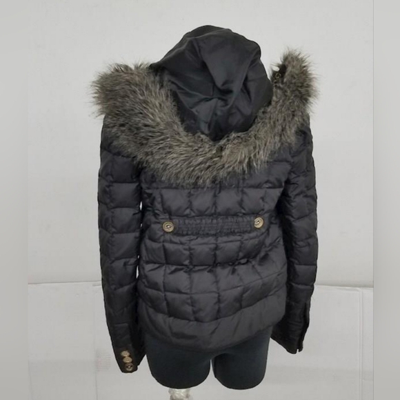 ✨️JUICY COUTURE OG FUR HOODED BUTTON UP PUFFER JACKET SZ P/XS✨️ - Picture 6 of 14